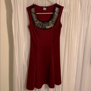 Wine colored tea length dress